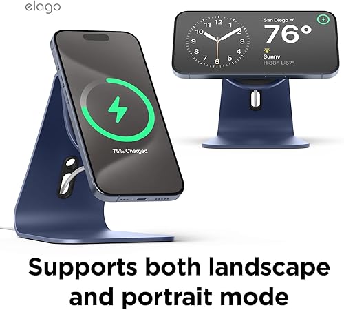 Miniatura 5 de elago Soporte de carga MS4 compatible con cargador MagSafe, soporte de aluminio compatible con iPhone 15141312, diseñado para modo de espera iOS17