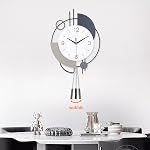 Wall Clock,Decorative Wall Clocks with Pendulum,Silent Quality Quartz Wall Clock Battery Operated,Large Wall Clock for Living Room,Kitchen,Home,Bathroom,Bedroom Wall Decor,13x21.65inch(Black)