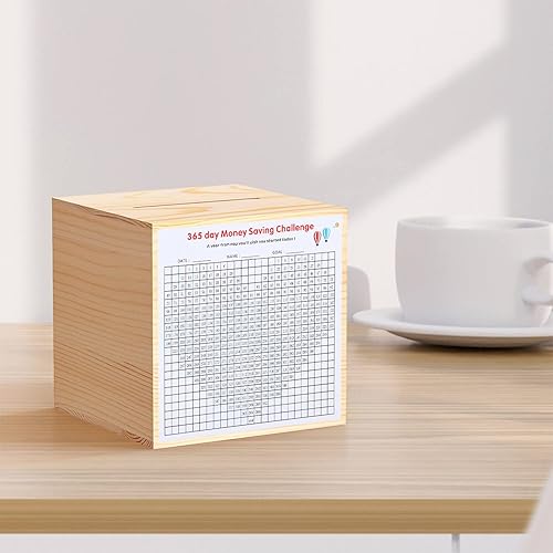 Miniatura 6 de Alcancía para adultos, alcancía creativa para dinero real, caja de dinero de madera natural, solo puede salvar la alcancía que no se puede sacar