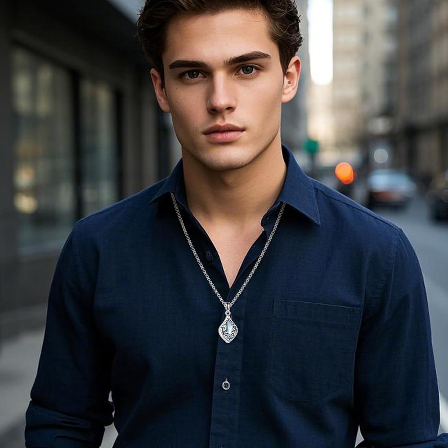 ONEFINITY Urn Necklaces for Ashes 925 Sterling Silver Filigree Moonstone/Teardrop Turquoise Necklace for Ashes Keepsake Memorial Cremation Jewelry for Ashes for Women Lady - Image 5