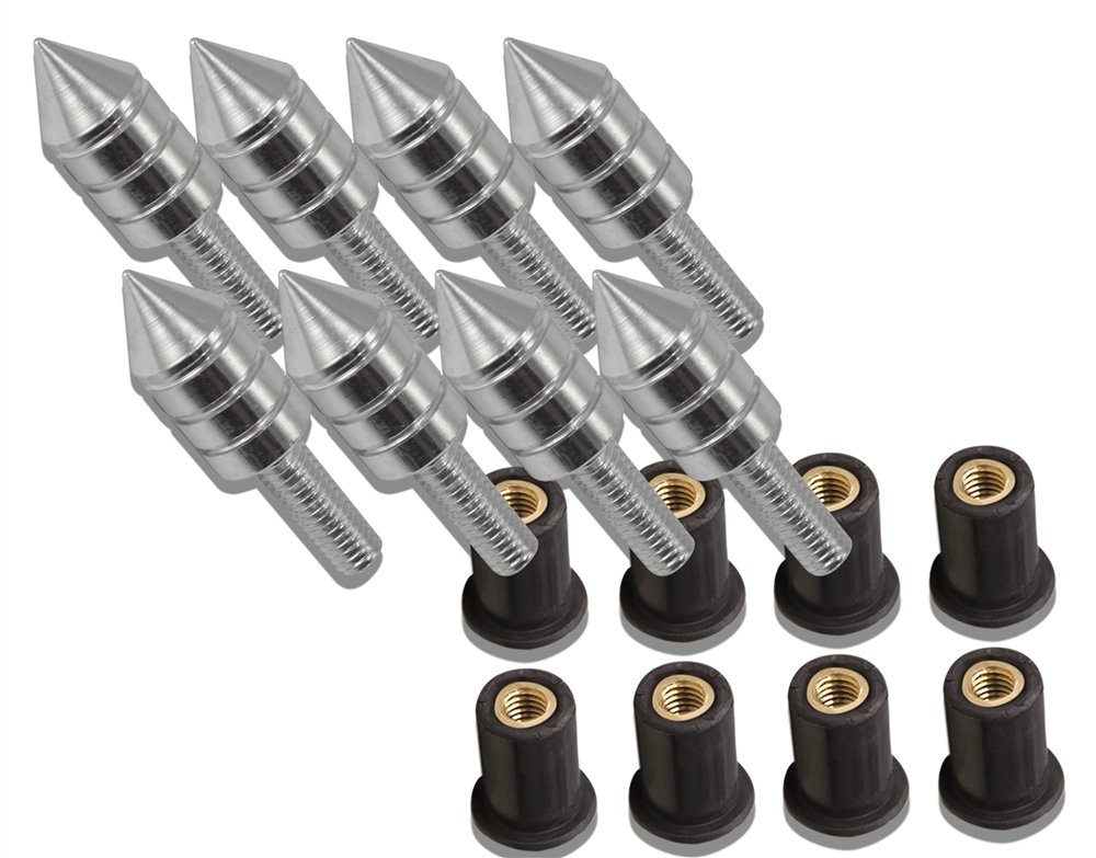 Yana ShikiUSA YNSKWS1160 Windscreen Bolt Kit Mounting Screw Kit - Spikedwith Rubber Housing - Silver,1 Pack