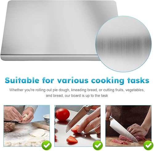 Miniatura 5 de Tablas de cortar de acero inoxidable con borde para cocina, tabla de cortar de metal sobre fregadero, tabla de cortar para cocina, carne, frutas,