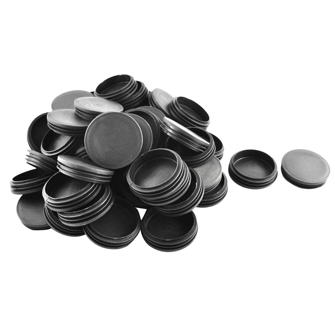 Ruilogod Kunststoff Rund gerippt Röhre Einsätze Endbelegkappen 74mm Durchmesser 50 Stück Schwarz