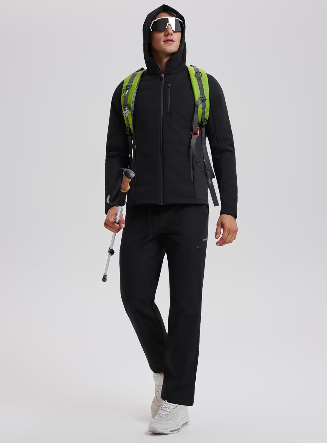 Mudere Men's Lightweight Softshell Jacket with Hood Fleece Lined Waterproof Windbreaker Zip Up Winter Coat for Outdoor Hiking - Image 3