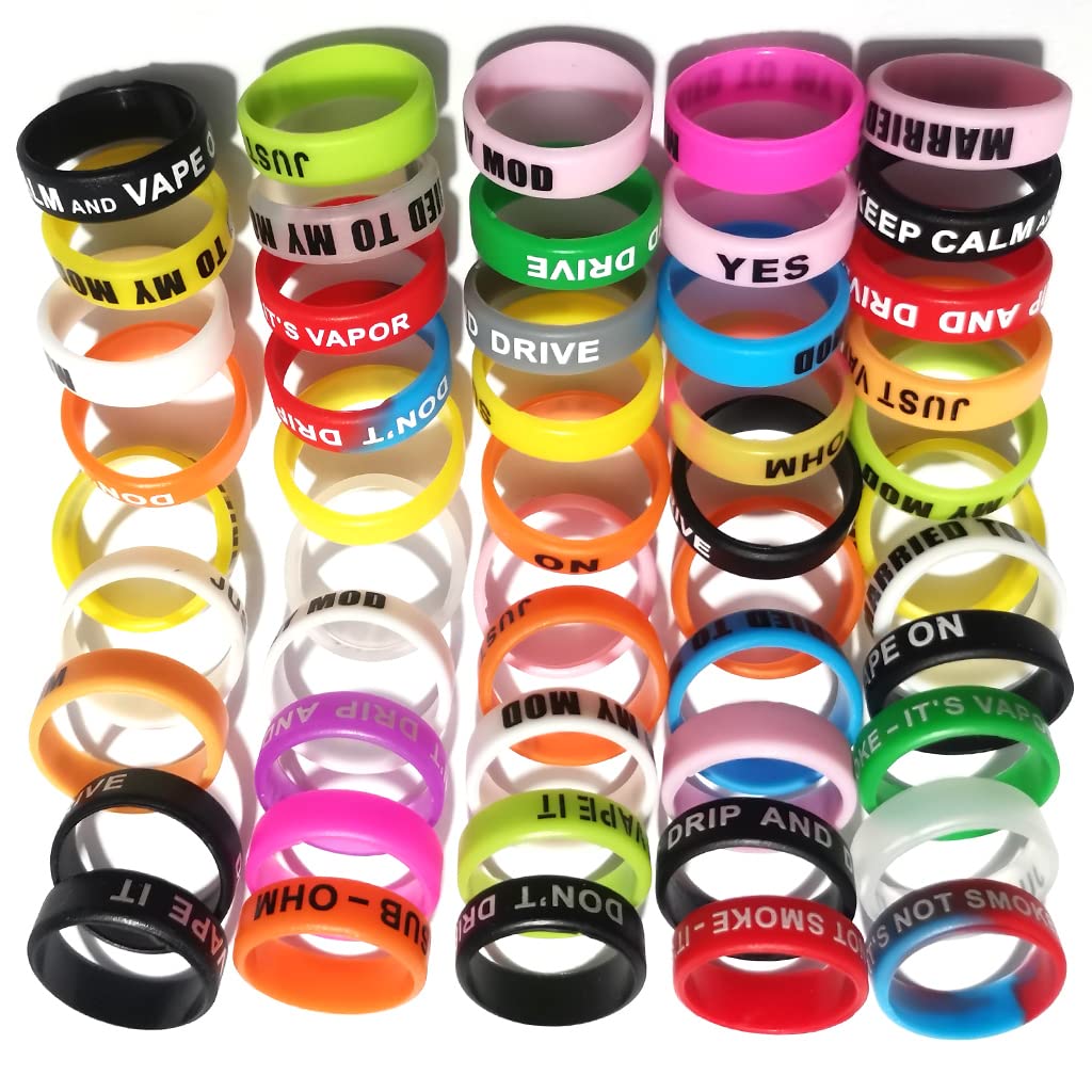 JZTang 50 Pcs Small Silicone Bands Mixed Color Silicone Anti Slip Rubber Rings Fashion Soft Protection Sleeve for Rod Handle Tank,Dia 0.87''