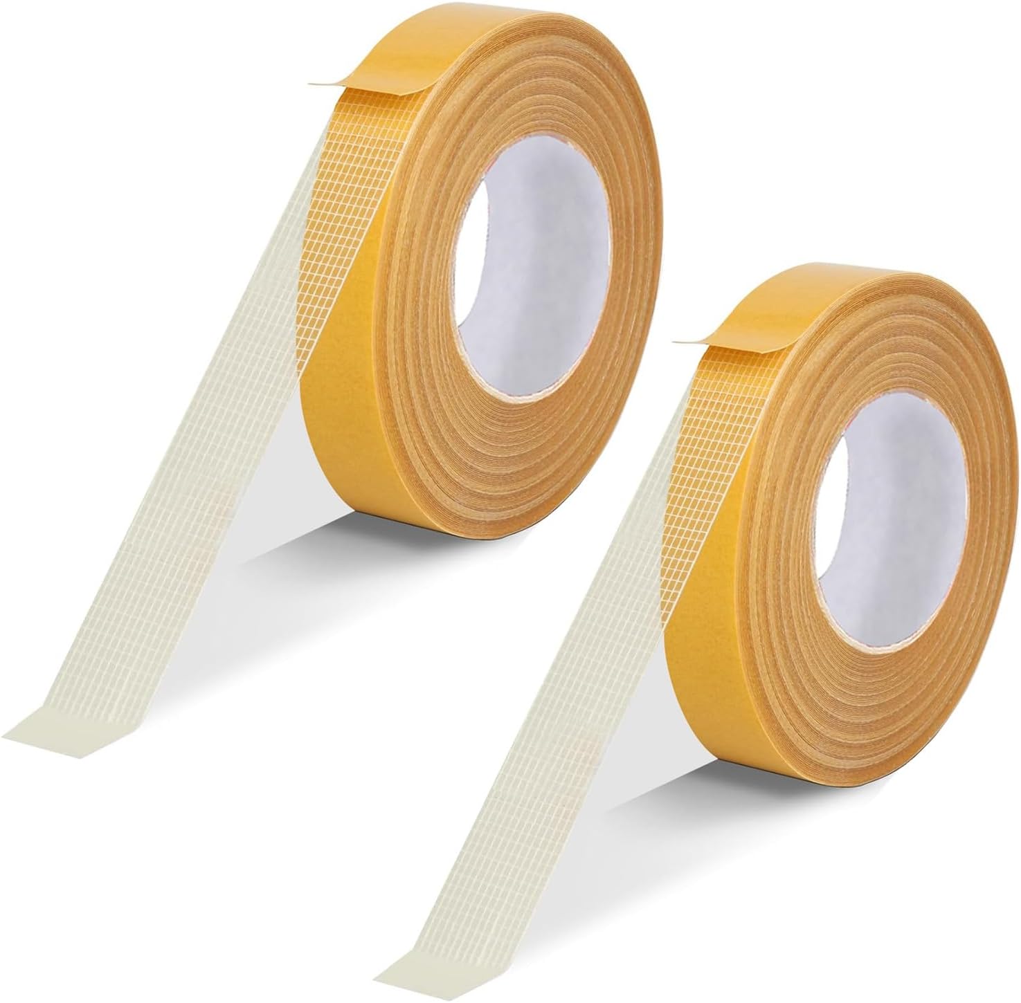 – 2 Pcs Double Sided Tape Heavy Duty, Universal High Tack Strong Wall Adhesive with Fiberglass Mesh, Super Sticky Resistente Clear Tape, Easy Use Mounting Tape - 0.79inx66FT(20m)