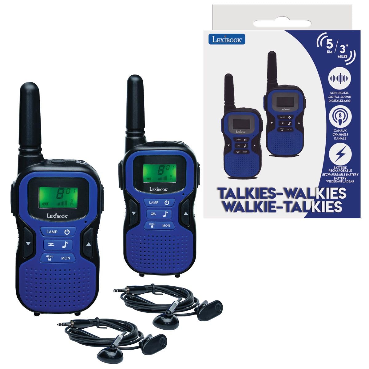 LEXiBOOK, Walkie-Talkies up to 5km, Blue Black, TW60