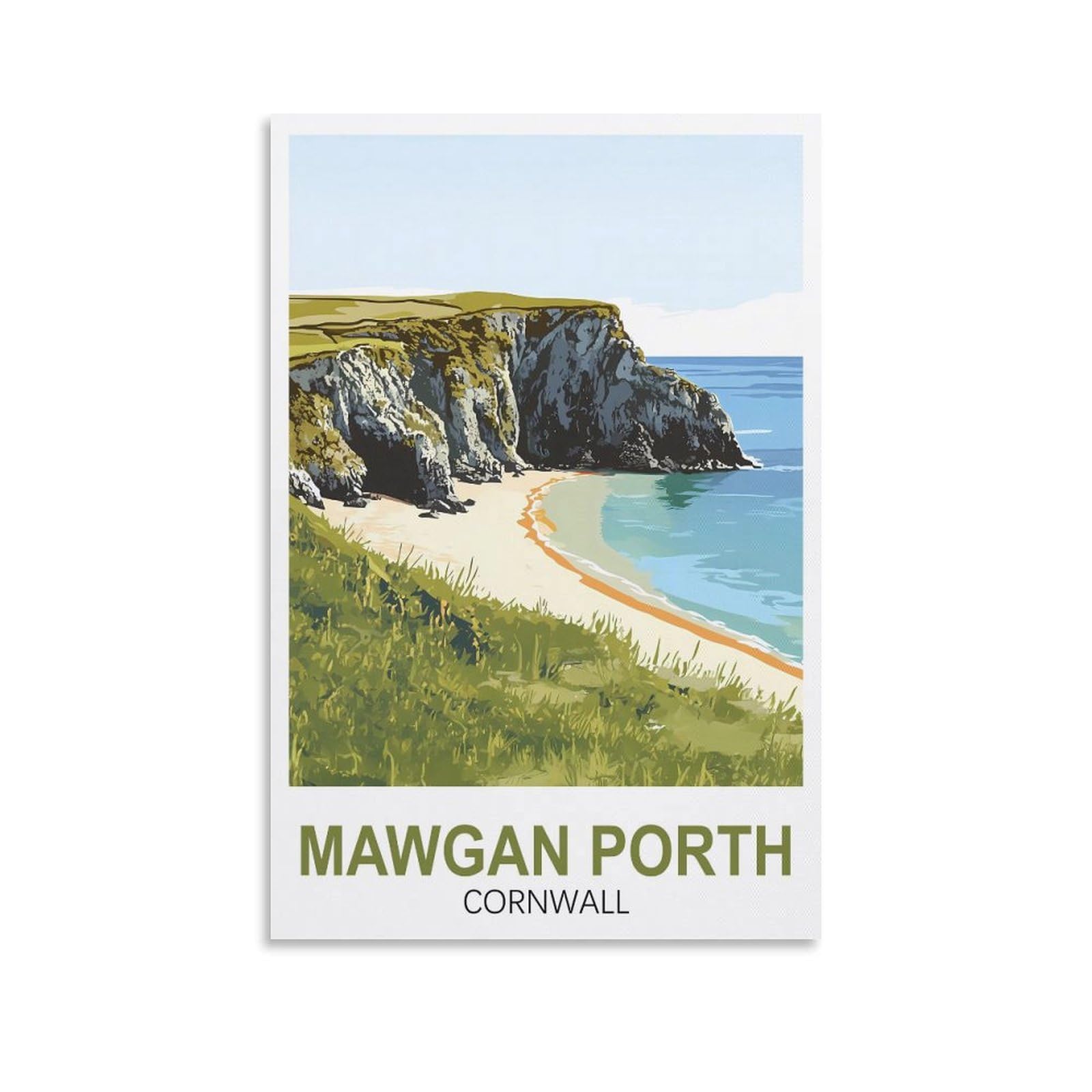 Xllyxygjq Unframe-Style Mawgan Porth Cornwall Vintage Travel Poster 12X18inch(30X45cm) Canvas Wall Art Poster Print Artwork Painting Picture For Home Decoration Living Room Office Bedroom