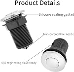 Garbage Disposal Switch,Air Switch Garbage Disposal,304 Stainless Steel Button On The Top of The Sink for Food Garbage Disposal Replacement,for Garbage Disposal Air Switch Sink Garbage Disposal Parts