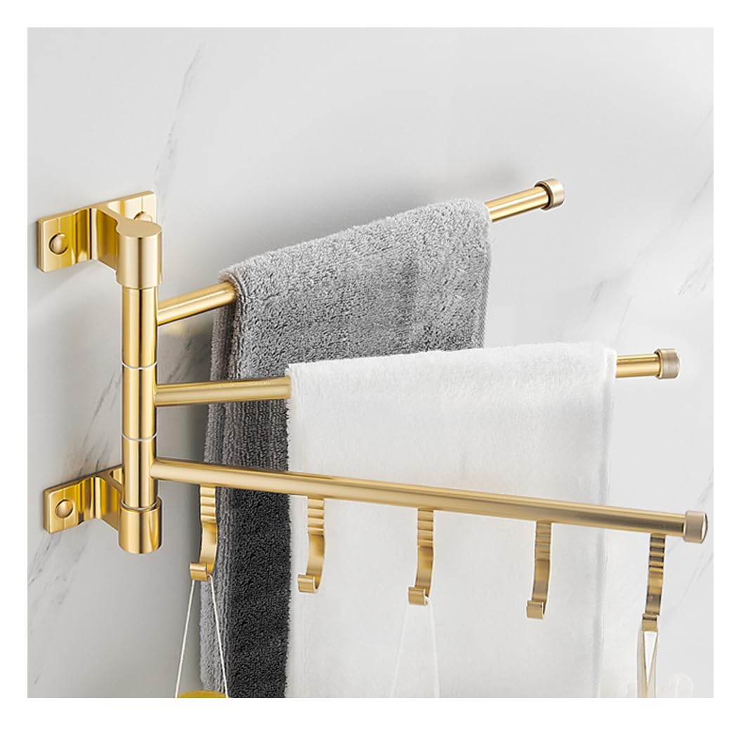 LMYSXAOZ Vintage Gold Swivel Towel Rack - Thickened Metal Swing Out Bar Space Saving Swinging for Bathroom Wall Mounted Holder Organizer With 4 Arms gold-3Bar