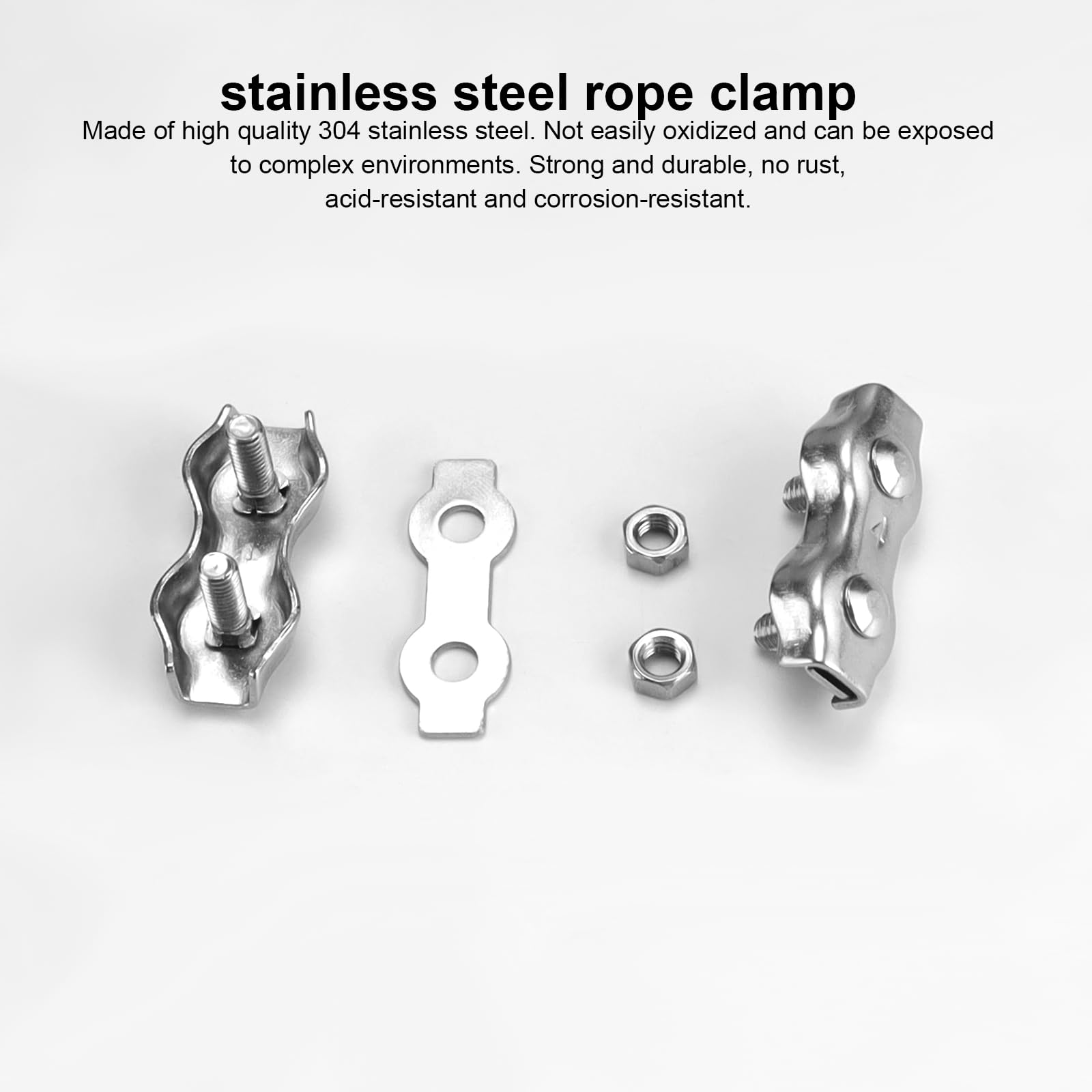 Morsetti per Cavi Duplex in Acciaio Inossidabile, Clip Duplex per Cavi Metallici Morsetti per Cavi per funi Metalliche Duplex Duplex 6 Pezzi per l'industria per la Decorazione Domestica(M4