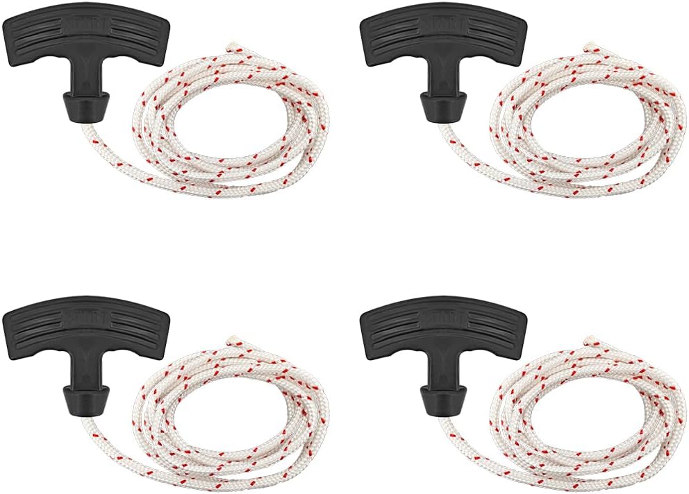 2 Sets Garage Door Emergency Release Pull Cord with Handle, Attic Door Pull Down Cord Handle Rope Garage Opener 5mm Pull Cord 3.9 ft Long with Recoil Starter Handle,Style A,Red Spot&Black,LXLVOUEG