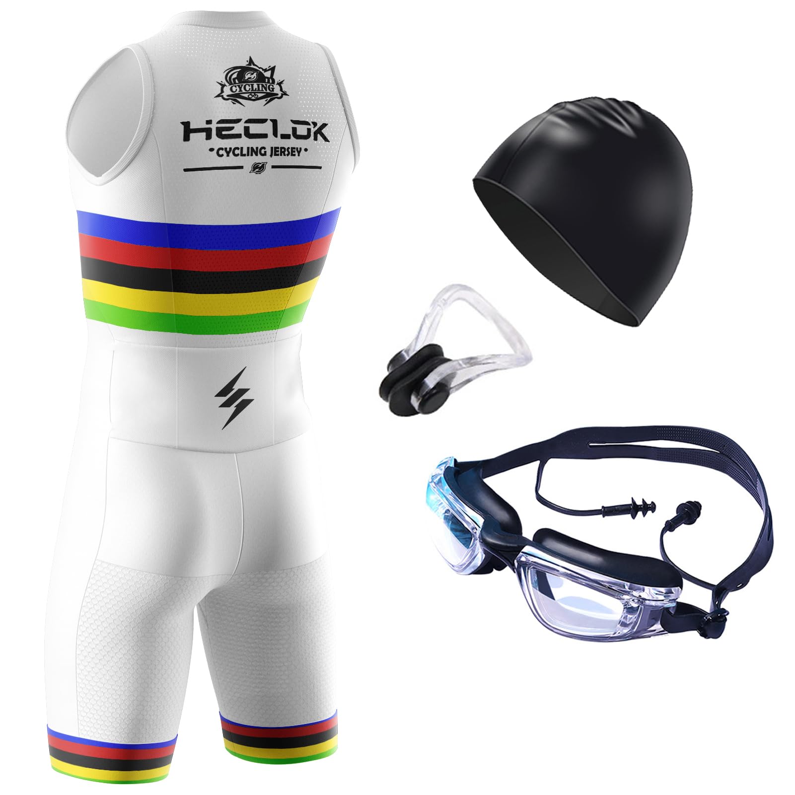 Fahrrad Skinsuit,9D-gepolsterter,Atmungsaktiver,Schnell Trocknender Triathlon-Anzug – Kurzarm Duathlon Laufen Schwimmen Fahrradfahren Skinsuit,zum Laufen,Radfahren,Schwimmen