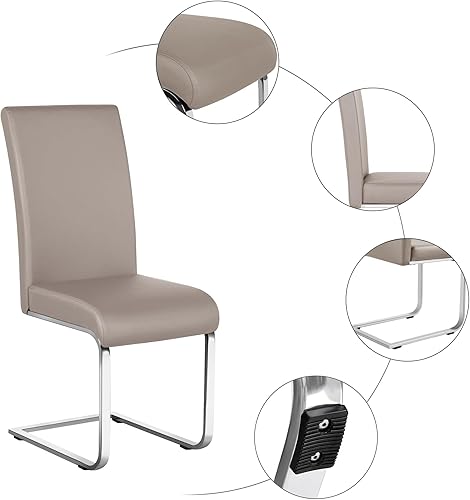 Miniatura 38 de Yaheetech Juego de 2 sillas de comedor modernas tapizadas de piel sintética con respaldo alto y patas metálicas cromadas para cocina, sala de estar,