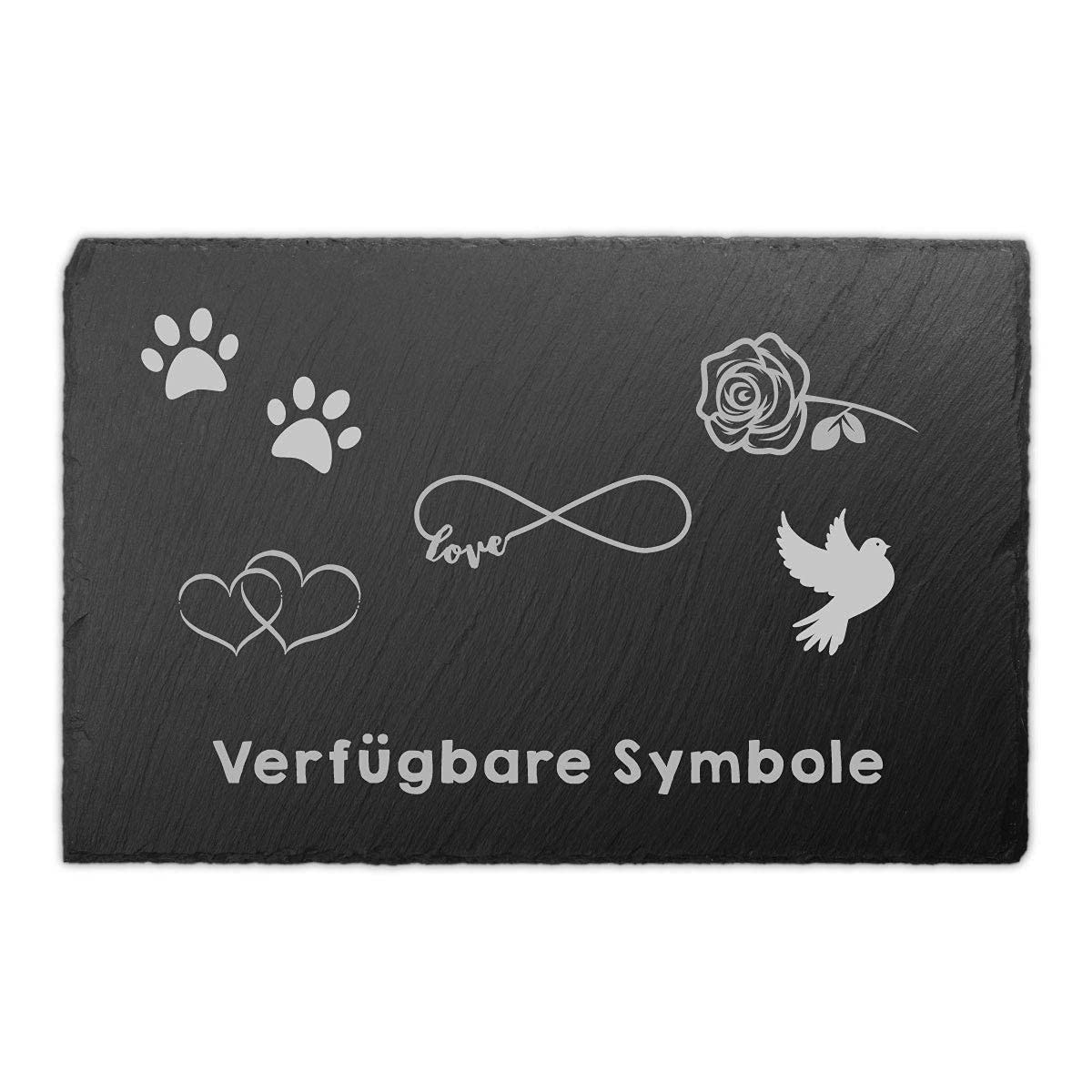 personalisierte Schiefer Tiergrabstein Gedenktafel 30x20 cm wetterfest - Individuelles Foto und Text, Schwarz-Weiße Gravur (mit Laser eingebrannt)