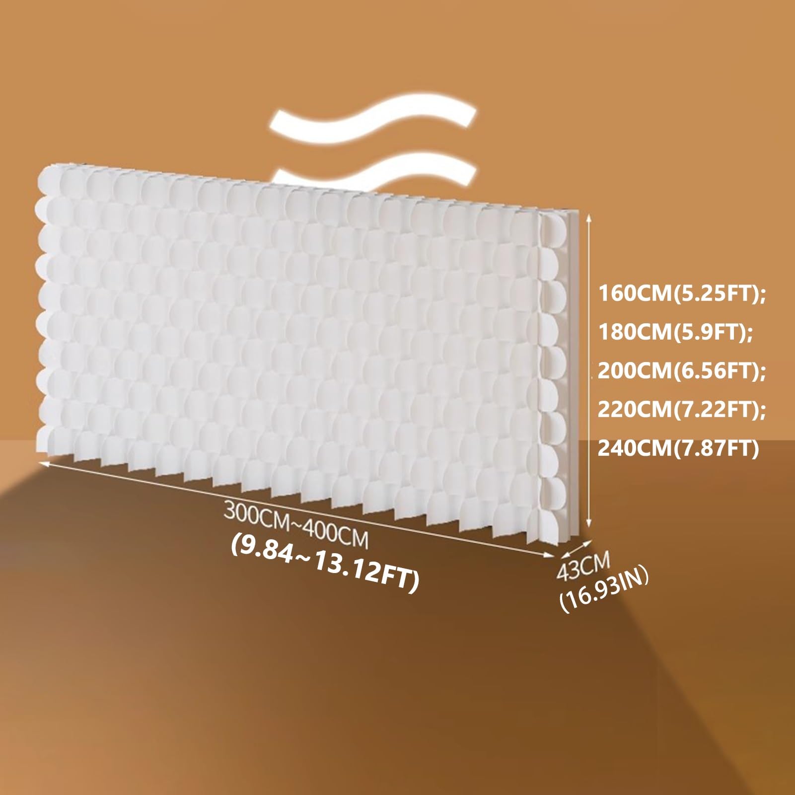 Biombo Separador Retractable Room Divider Folding Partition Privacy Screens, Modern Indoor DIY Decorative Paper Wall Partitions for Home Office Room Restaurant(400x180x43 cm)