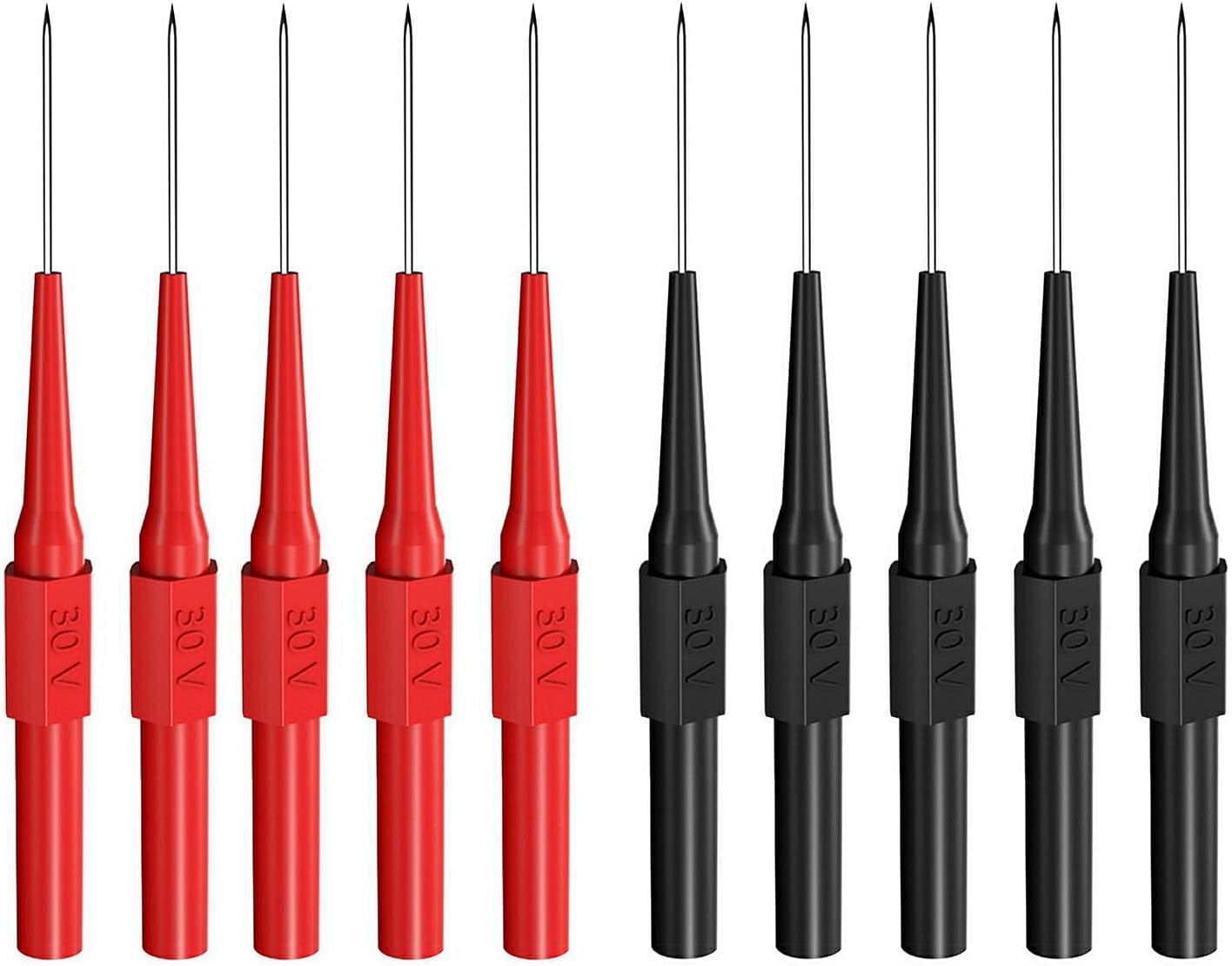 TERRIFI 10 Pack Auto Repair Test Probe, Back Probe kit,Test Leads Probes 4mm Banana Plug,utomotive Diagnostic Test Accessories Repair Tools Needle 0.7mm (Red and Black)