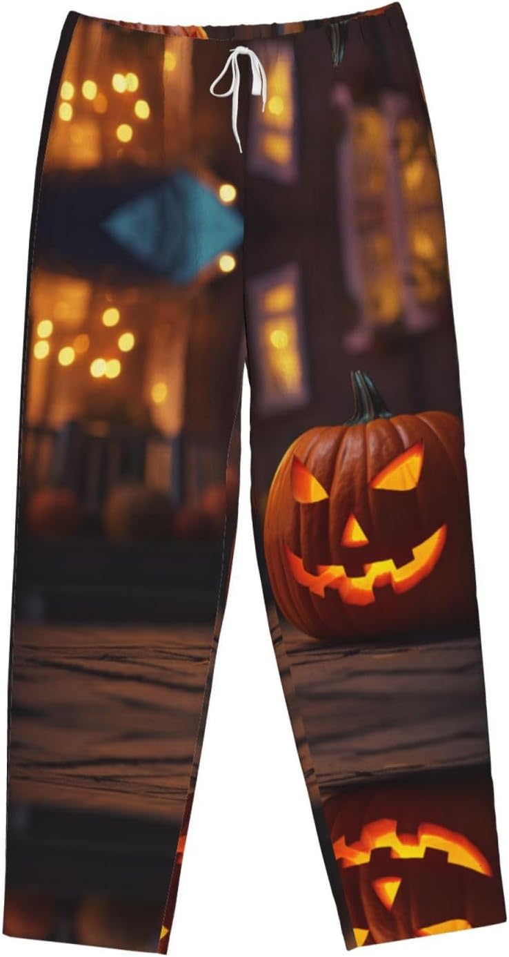 Halloween With Pumpkins Print Cozy Women'S Flannel Pajama Pants,Perfect For Christmas And Everyday Comfort