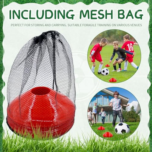 Jyongmer 30 Pcs Disc Cones Training Cones Agility Soccer Cones with Carry Bag for Training, Football, Basketball, Kids, Sports, Field Cone Markers and Other Sports and Games (Red) - Thumbnail 6