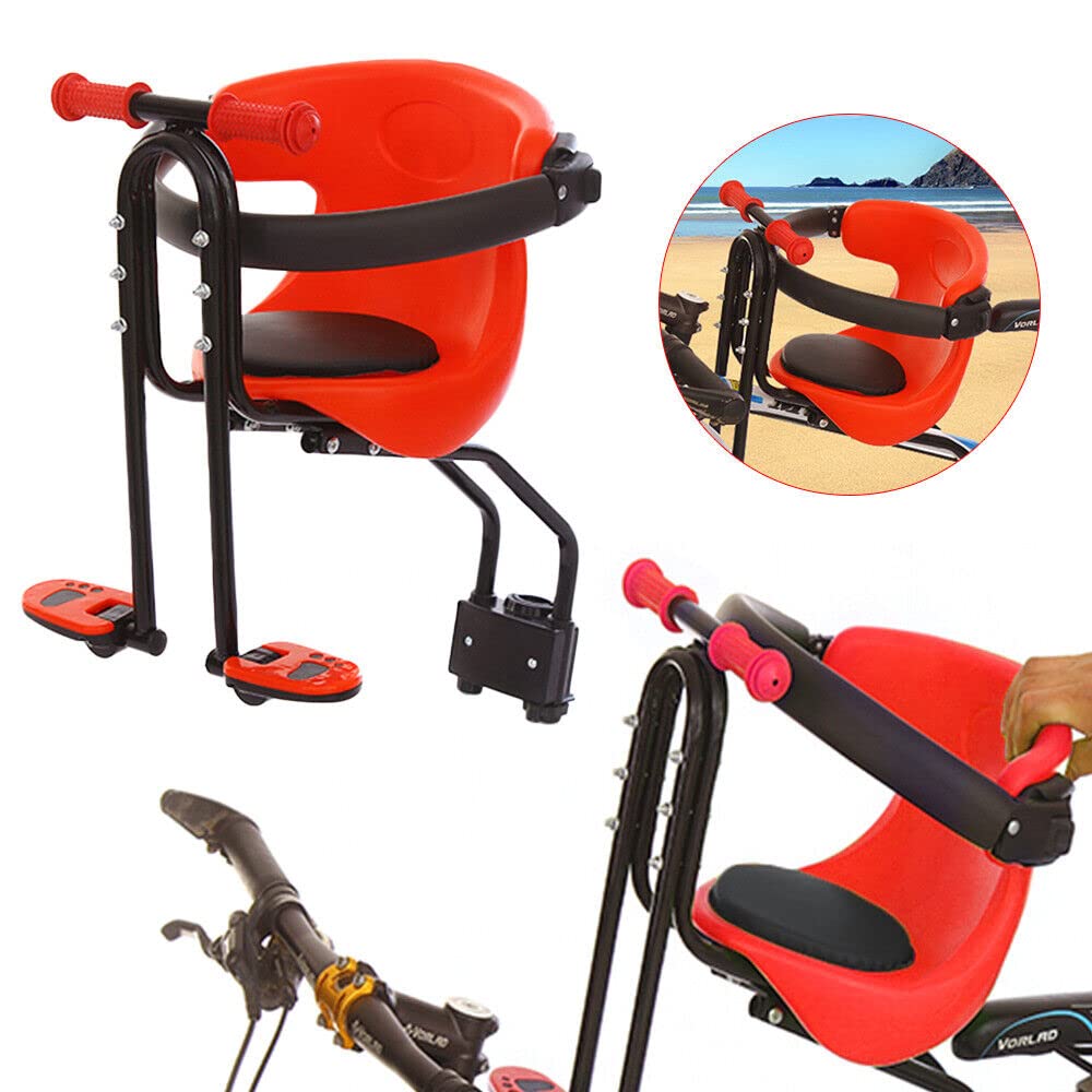 Siège de vélo pour enfant, siège enfant avant pour vélo, montage avant, jusqu'à 30 kg, position d'assise réglable, boucle de sécurité