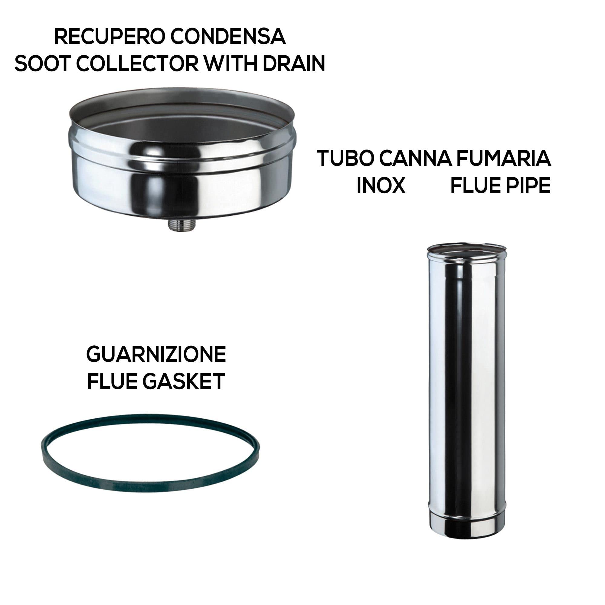 Kit Fumi Diametro 80 Mono Parete in Acciaio Inox, Altezza 6,29m, Kit scarico fumi per Stufa a Pellet e Legna, Caldaie, Camini | Brico Kit