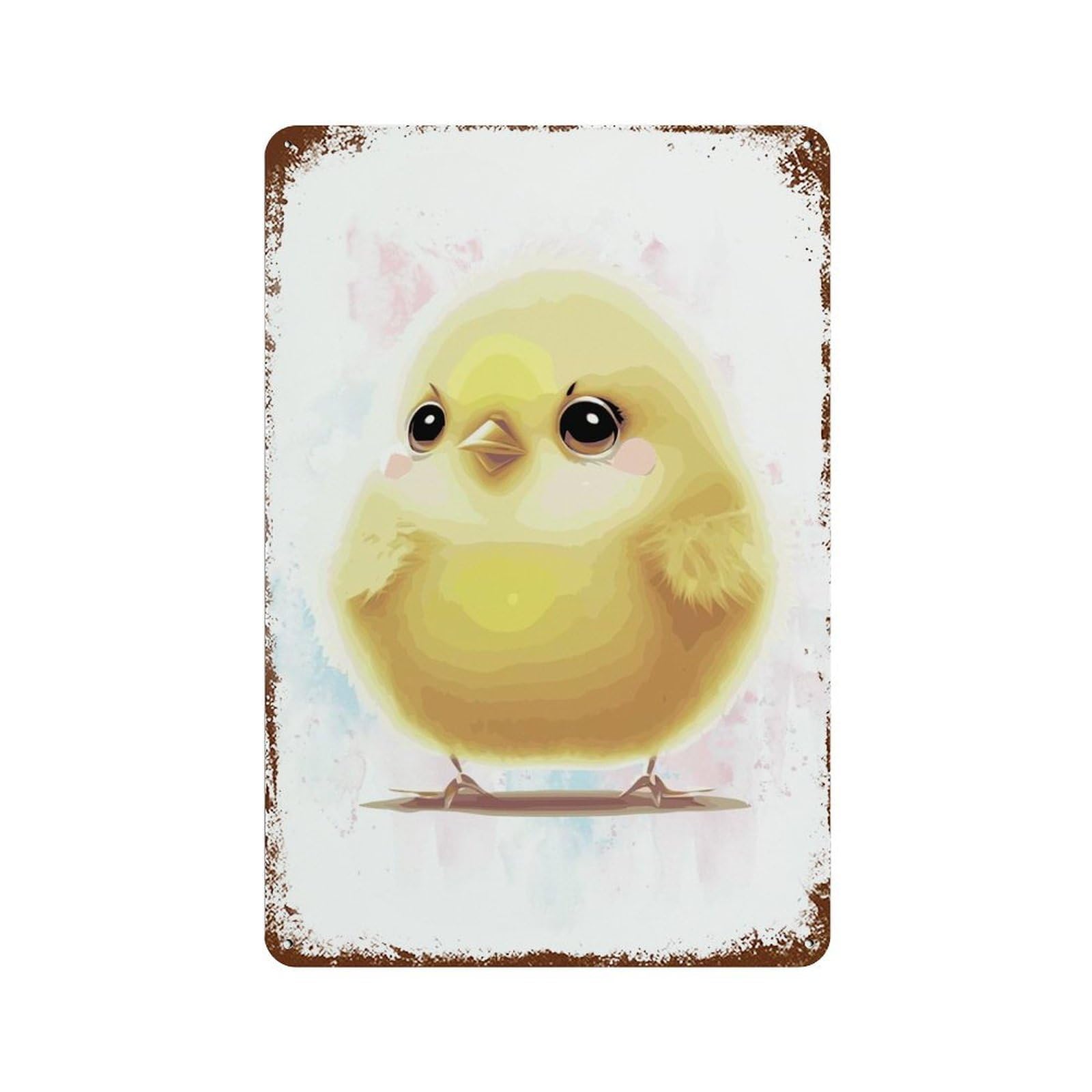 Cute Baby Chick Chicken 11.8"x7.9" Decorative Tin Sign, Retro Wall Decor for Bistro, Counter And Cafe Decor