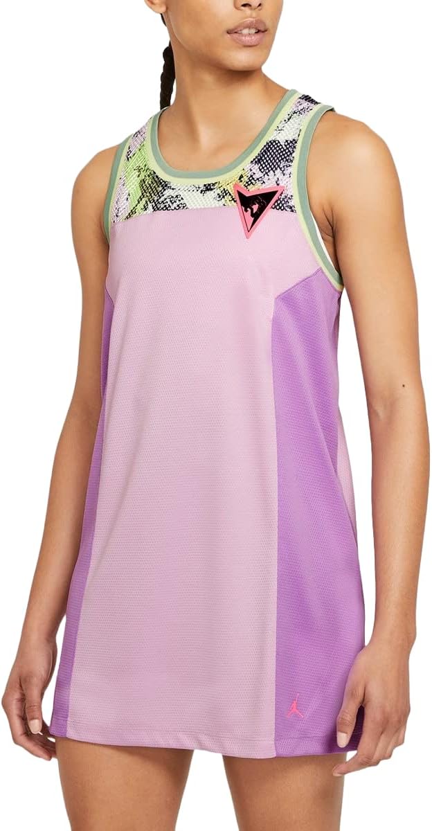 Jordan Nike Women’s Heatwave Jersey Minidress, Lt Arctic Pink/Violet Shock/Sunset, Medium