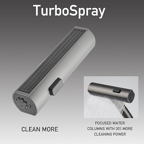 Miniatura 16 de Grifos de cocina de níquel cepillado con rociador desplegable y dispensador de jabón, un solo orificio y mango, grifo extraíble, grifo de fregadero