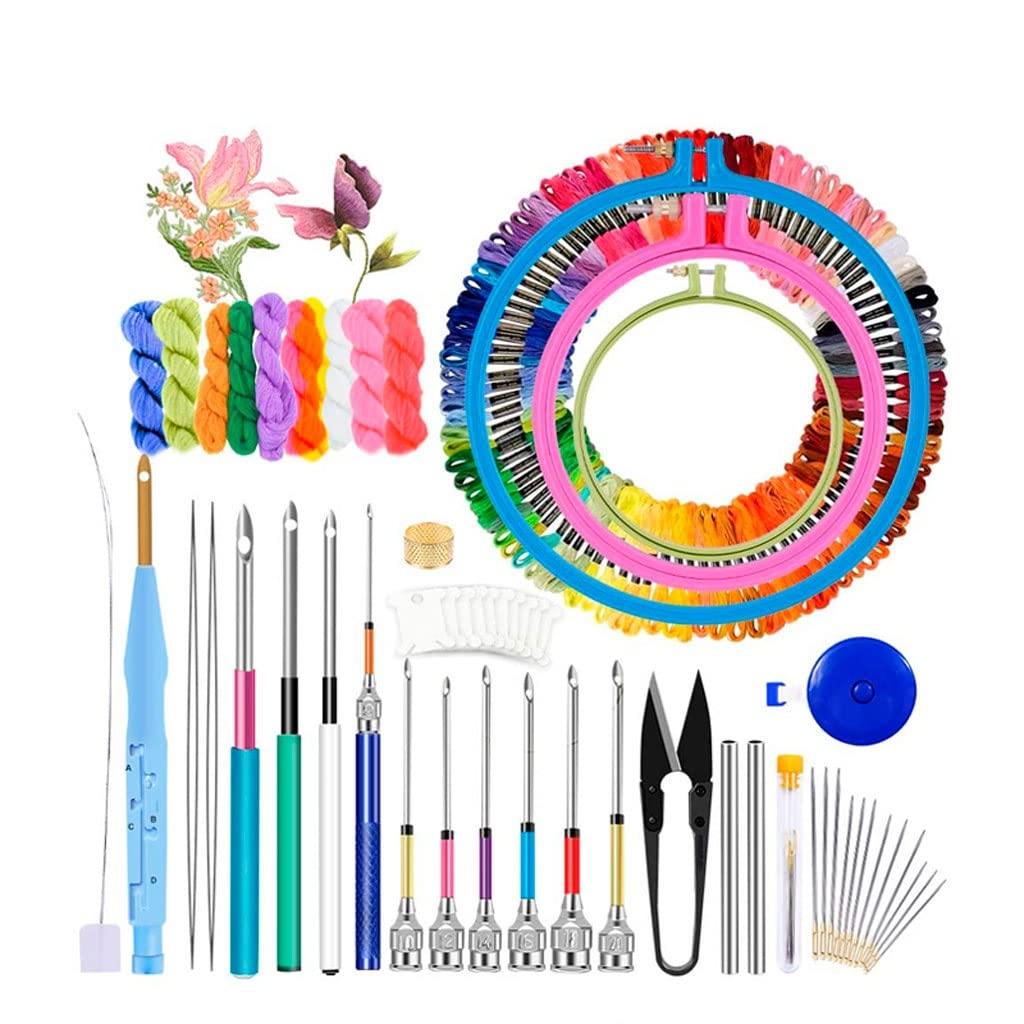 Bolígrafo mágico para Bordar, Kit de Agujas perforadoras, Hilos artesanales, aro de Punto de Cruz, Accesorios de Costura DIY, Herramientas