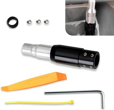 1 PC Shift Knob Adapter, Aluminum Alloy Shifter Gear Shifter Knob Adapter, Automatic Shifter Converter Kit, Universal for Most Non-Threaded Manual Shifters M12x1.25 Black