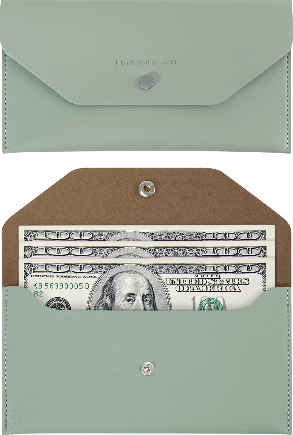 Carrotez PU Leather Cash Envelope Wallet, Money Envelope for Cash Mint Grey | Reusable Envelope-Style Money Holder for Gifting-image-13