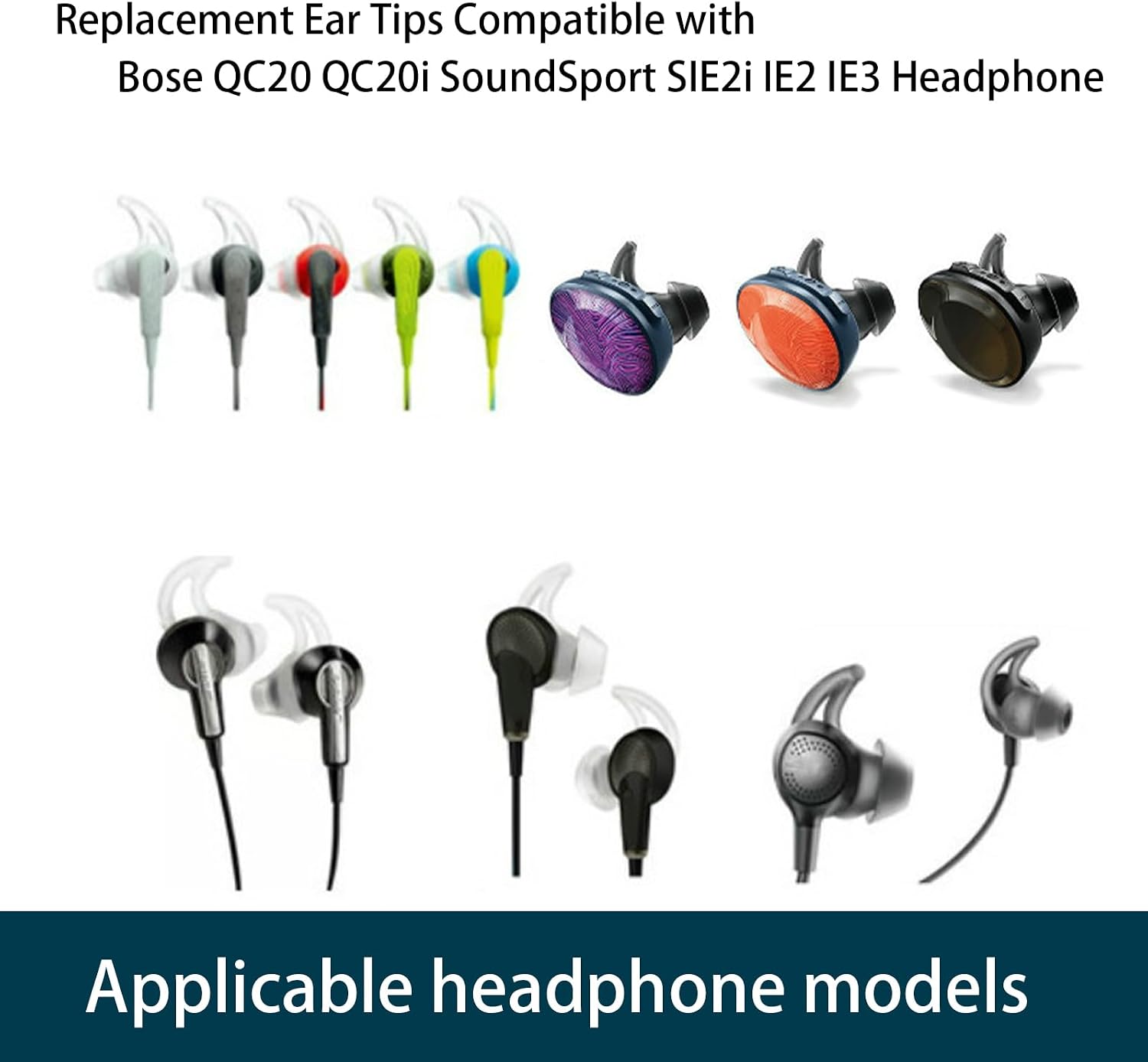 Silicone Replacement Earbud Tips Earbud Covers Ear Tips Compatible with Bose QC20 QC20i SoundSport SIE2i IE2 IE3 Headphone Rubber Tips 3 Pairs Small image 3