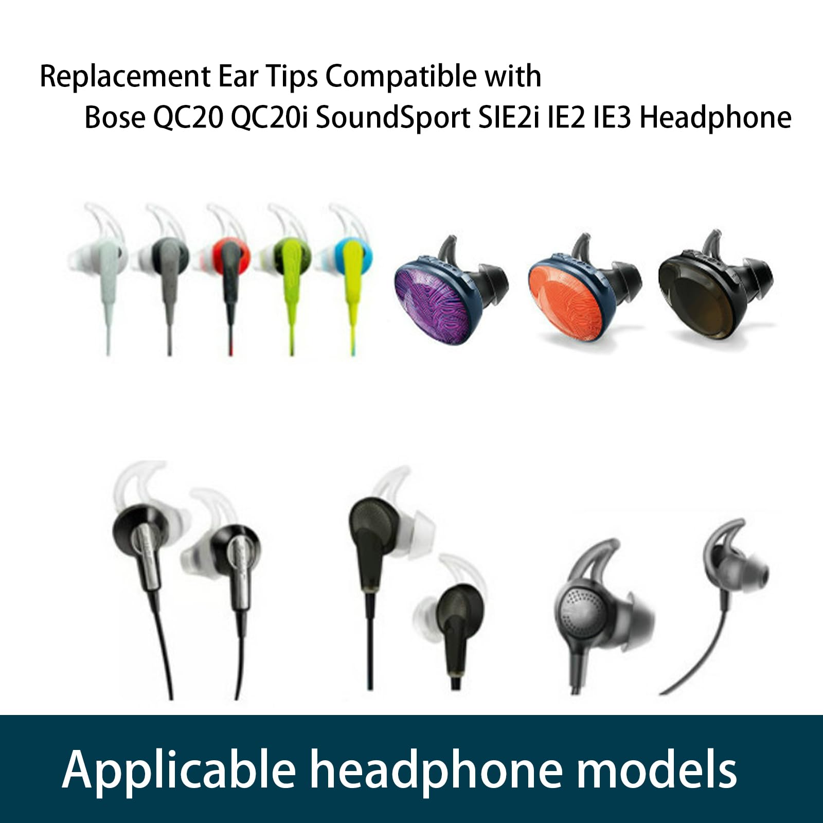 Almohadillas de silicona de repuesto para auriculares Bose QC20 QC20i SoundSport SIE2i IE2 IE3, 3 pares
