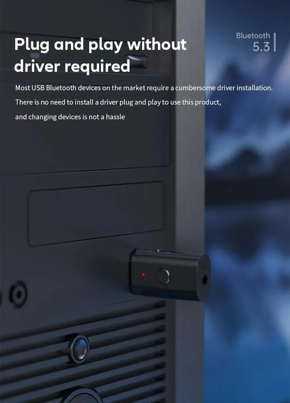 Bluetooth 5.3 Receiver Dual USB AUX Adapter, Plug and Play, Car Music Bluetooth Music Channel for PC TV Car Home