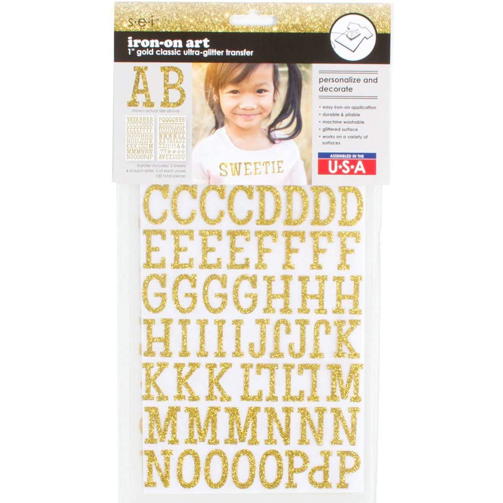 SEI Glitter Classic Letters 1"-Gold