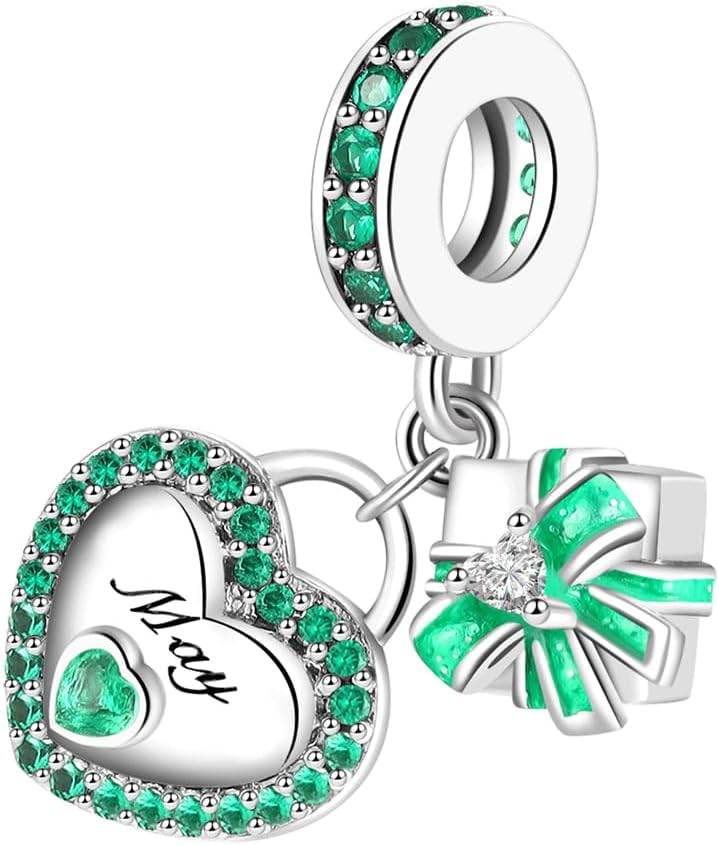Birthstone Charms for Bracelet 925 Sterling Silver Heart Gift Box Dangle Pendants Birthday Mother's Day Christmas Jewelry Gifts For Women - Image 2