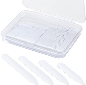 120PCS Plastic Collar Stays for Mens Dress Shirts Thicker and More Bend-Resistant Invisible Collar Inserts, Sizes 2, 2.2, 2.55, 2.75 Inches with Storage Case