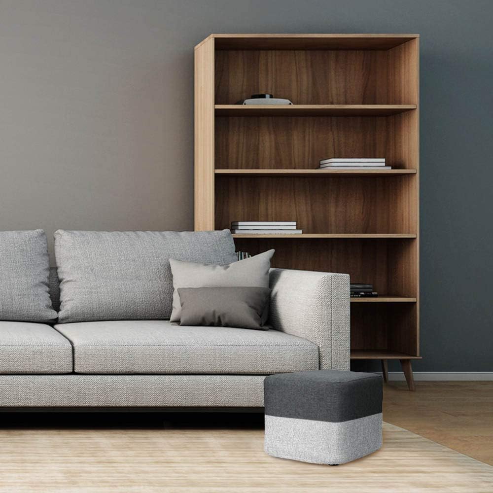 VWMYQ BILEEDA Small and Short Foot Stool Grey Foot Stools and Ottomans with Linen Fabric Washable Cover for Foot Rest Square