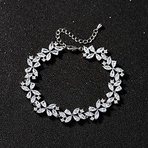 Sweetv Cubic Zirconia Bridal Bracelets, Marquise Wedding Bracelet, Crystal Rhinestone Bracelets For Brides, Bridesmaids, Women, Rose Gold/Silver Bracelet, Wedding Jewelry Gifts #TOP7