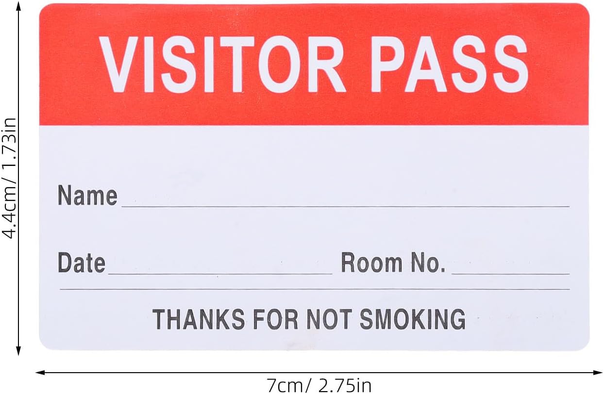 BESPORTBLE 300pcs Red Visitor Identification Labels Temporary Visitor Pass Stickers for Efficient Management Identification Paper Material for High-Traffic Areas and Receptions