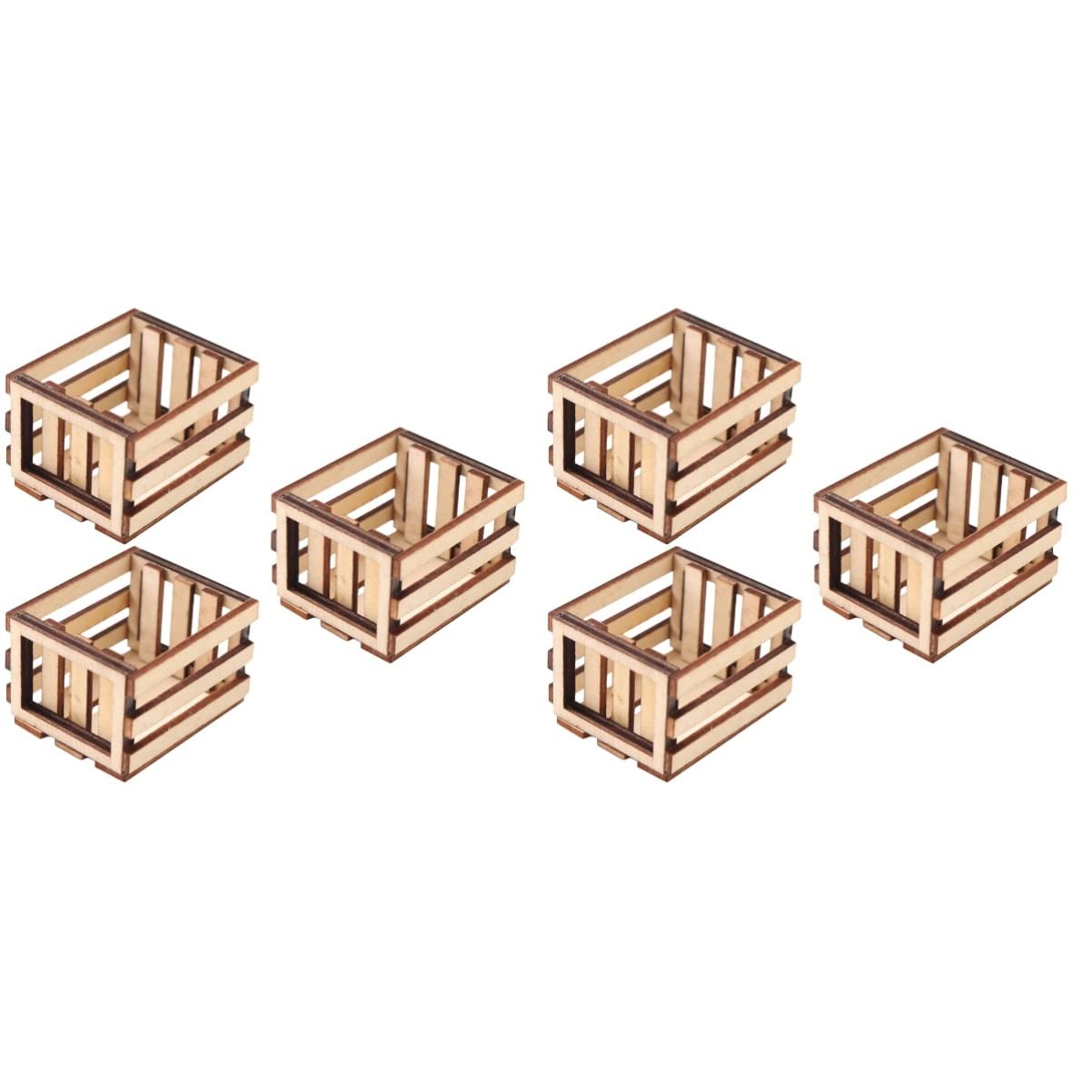 Toyvian 6 Pcs Miniature Candy Toy Wooden Frame Miniature Baskets Miniature Fruit Crate Miniature Wooden Crates Wedding Decor Fairy Garden Accessories Bread Basket Pretend Mushroom Toddler