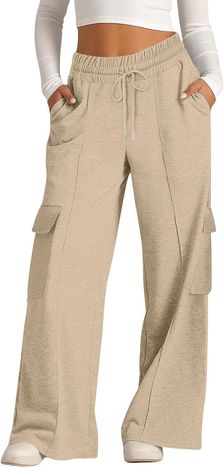 Wide Leg Sweatpants Women High Waisted Cargo Pants Baggy Sweatpants for Women Workout Joggers Pants Lounge Trousers