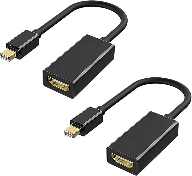 Mini DP to HDMI Cable, mini displayport to HDMI(Female) Adapter cable Compatible for MacBook Air, MacBook Pro,Microsoft Surface Pro,Mac mini Etc (2 Pack)