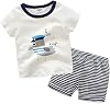 Evelin LEE Baby Boy Cotton Short Sleeve Shirt and Shorts 2pcs Set Clothes 12-18 Months, White