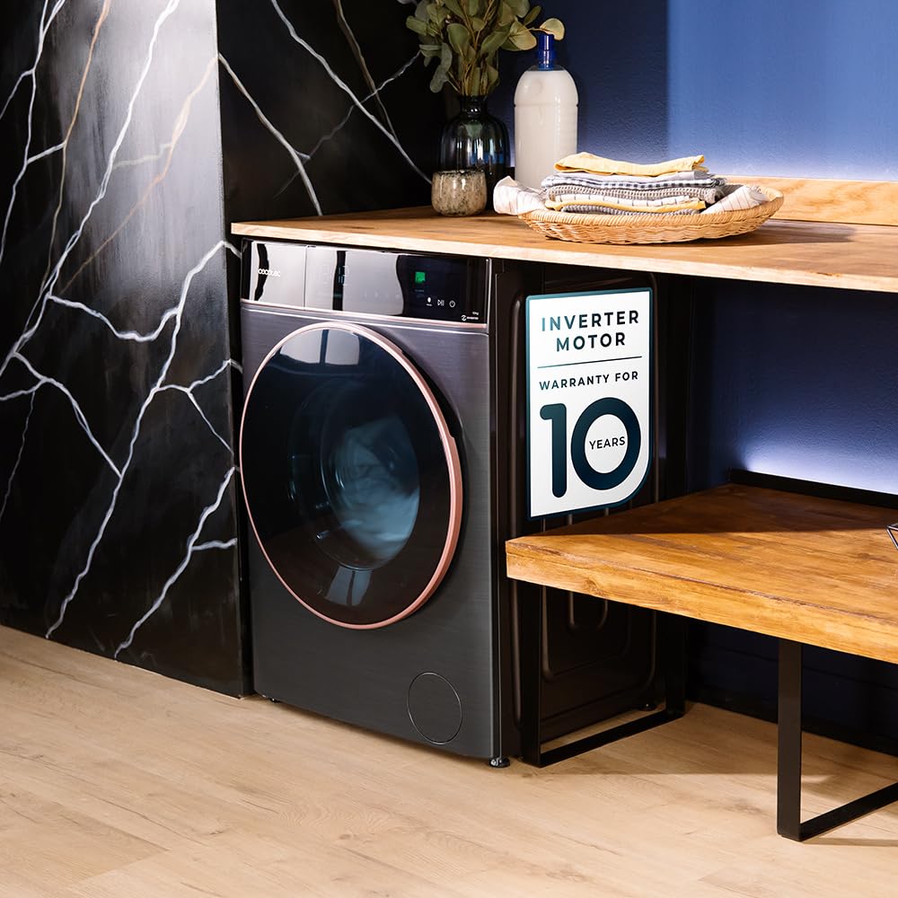 Cecotec Lavatrice 8Kg Carica Frontale Bolero DressCode 8900 Inverter FullColor Steel A. Acciaio 1400 Giri, Schermo 10,3", 11 Programmi, Inverter, SteamMax, Classe A