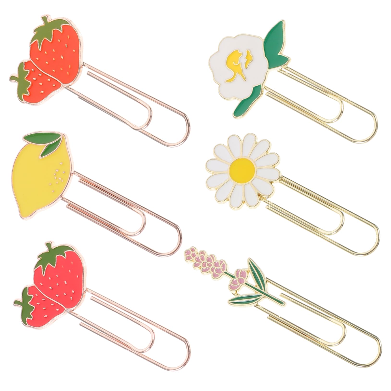Gadpiparty 4 Set Segnalibro Di Clip Di Carta Da Frutto Graffetta Per Fogli Ufficio Clip Di Carta Decorativa Documento Adornare Graffette Piccole Clips in Metallo Lega Di Zinco 6 Pezzi*4