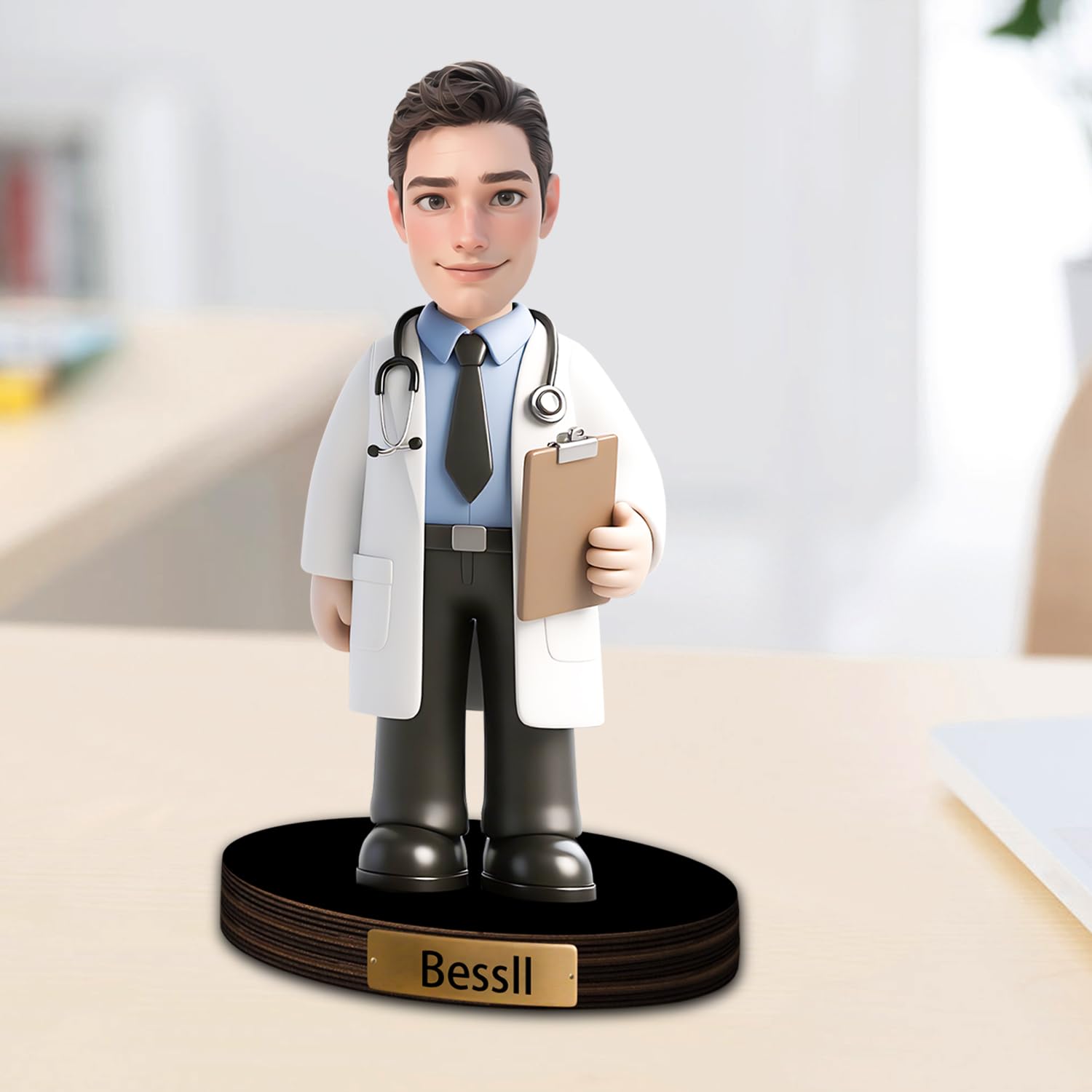 Personalizzato Medico Figurine Trinket Caricatura Ritratto Scrivania Nome Piatto Personalizzato Chirurgo Scrubs Ritratto Scultura Ornamento Placca Acrilica Dottore Apprezzamento Regalo Ufficio Tavolo