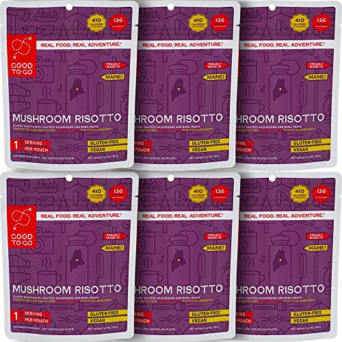 GOOD TO-GO Mushroom Risotto (6-Pack of Single Servings) |Camping & Backpacking Food | Just Add Water Backpacking Meals | Good To-Go Dehydrated Meals Taste Better Than Freeze Dried Food