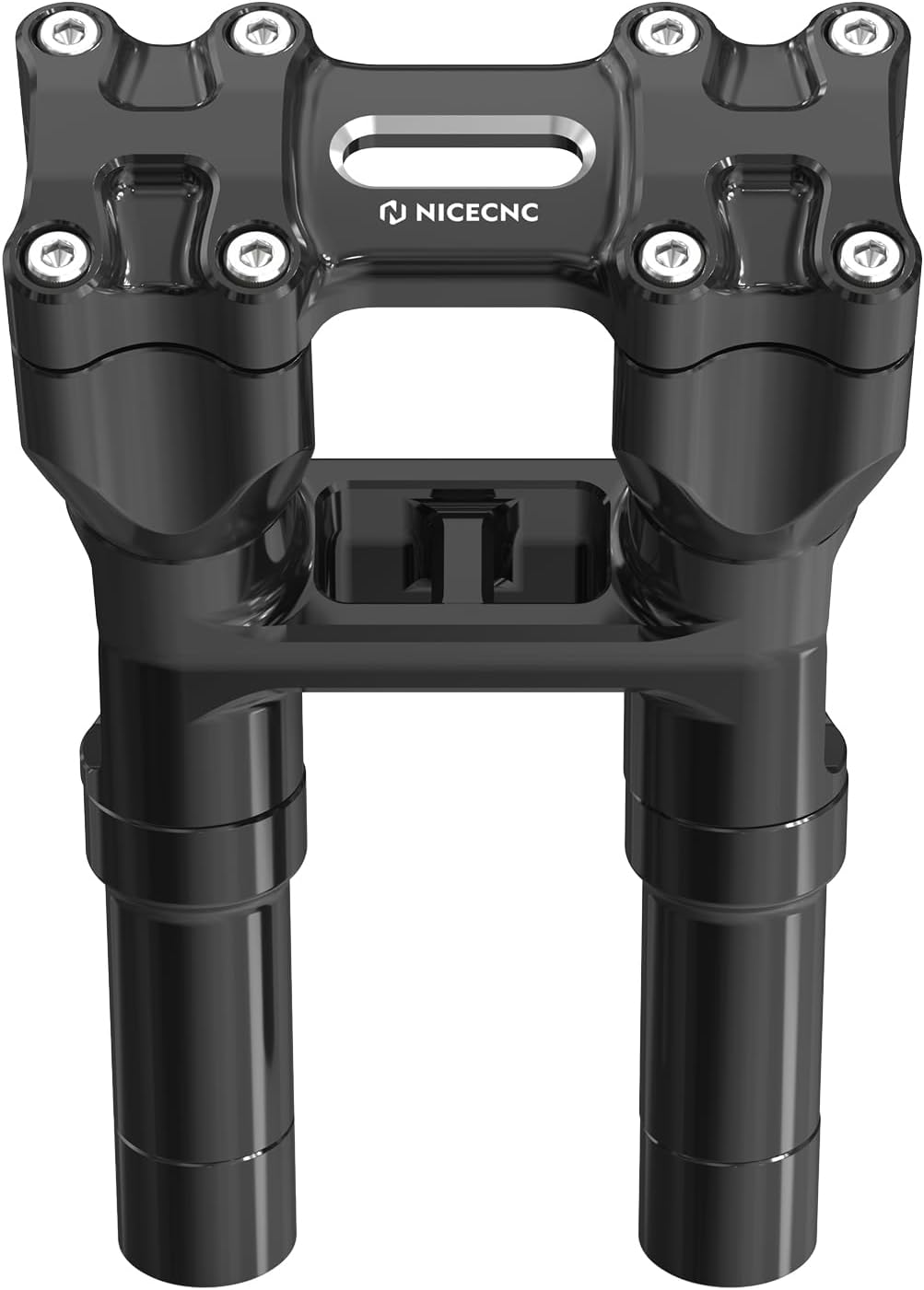 NICECNC Modular Kickback Handlebar Riser 8"/ 7"/6"/5" Black Inclined Elevation Yardage Compatible with Harley Dyna Convertible FXDS-Conv 1994-2000, Dyna Wide Glide FXDWG 1993-2017, See Fit
