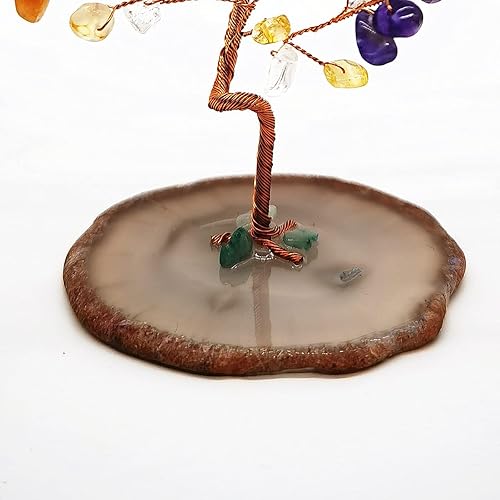 Miniatura 9 de Árbol de dinero de cristal de cuarzo Feng Shui, ágata natural, copos de geoda, base de geoda, decoración estilo bonsái para suerte y riqueza de 3.6